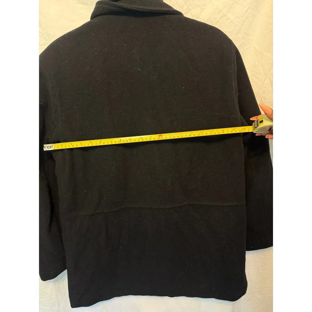 Calvin Klein Mens Black Wool Blend Quilted Lined Zip Up Button Front Coat Jacket